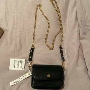 Black gold chain handbag